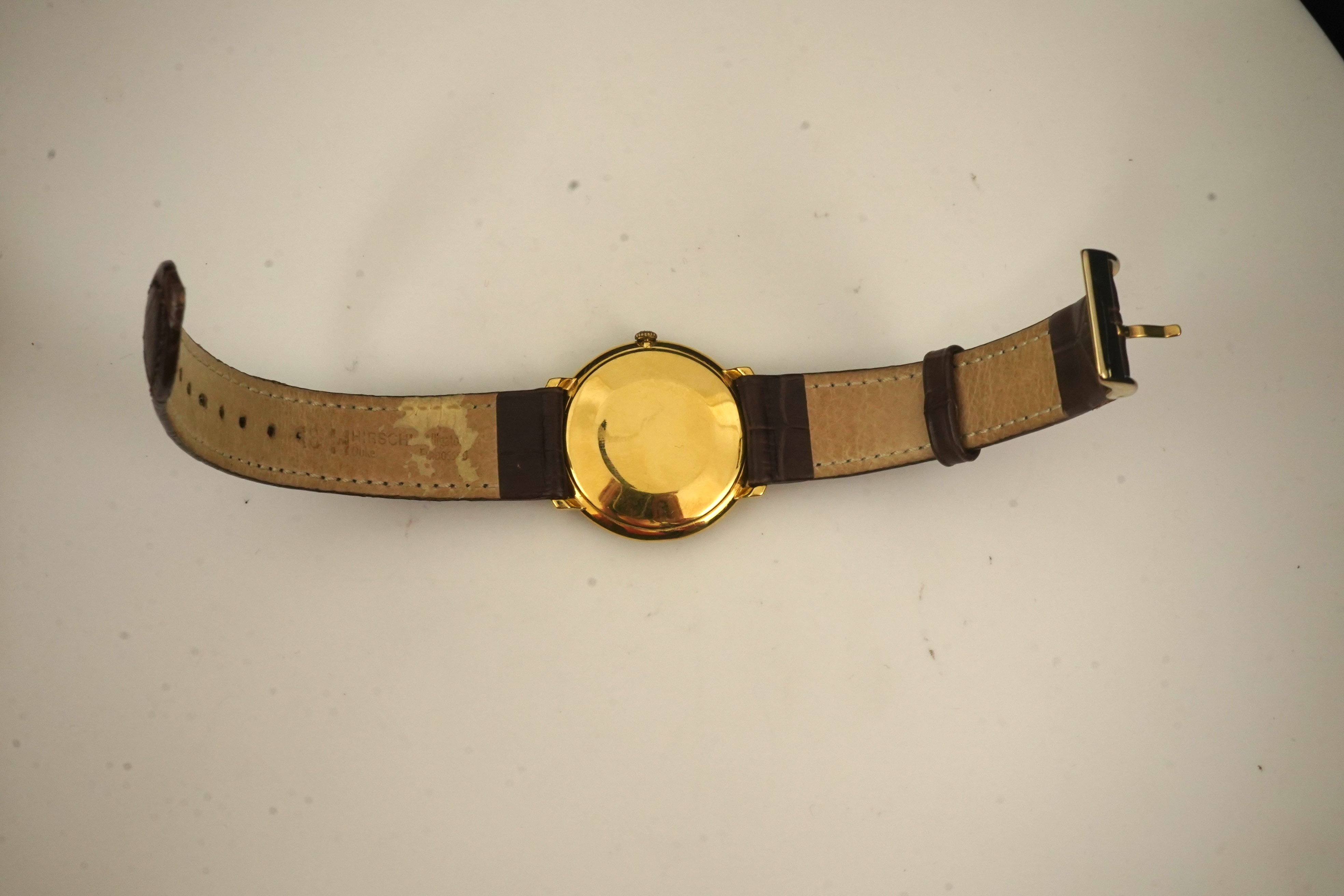 A gentleman's 18ct gold Eterna-Matic manual wind dress wrist watch, on a later associated Hirsch leather strap